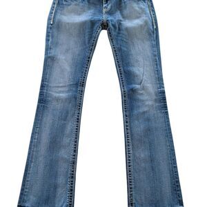 Daytrip Leo high-rise Bootcut Jeans Medium Wash Stretch Embroidered Size 31L